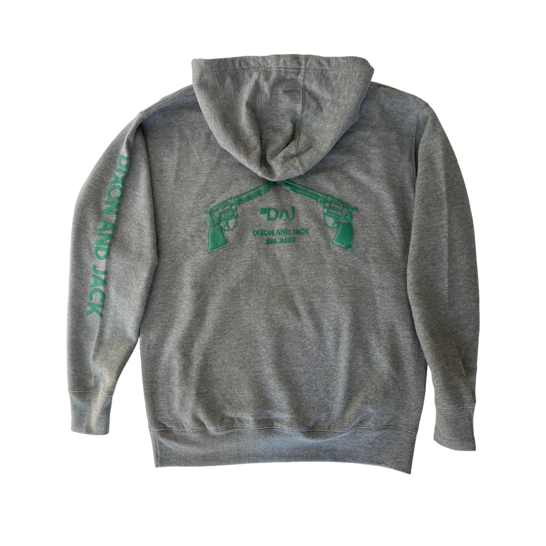 Branded Puff Paint Hoodie [Gray & Sea Green]